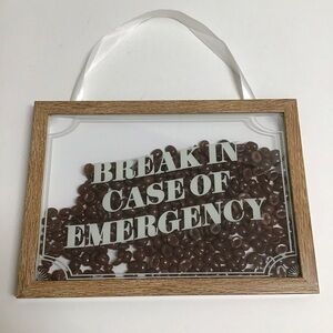 Coffee Beans Picture Wall Art Box Break In Case of Emergency Cafe Coffee Shop 3D